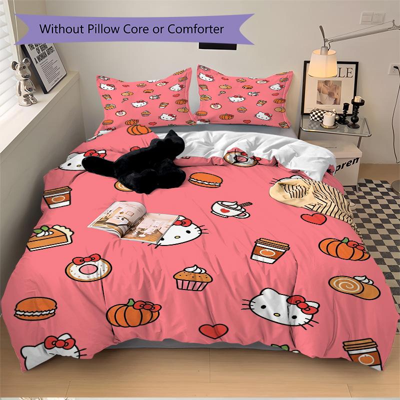 Hello Kitty Treats Print 3Pcs Bedding Setduvet Cover With 2 Bedropillowcase Home Birthday Gift