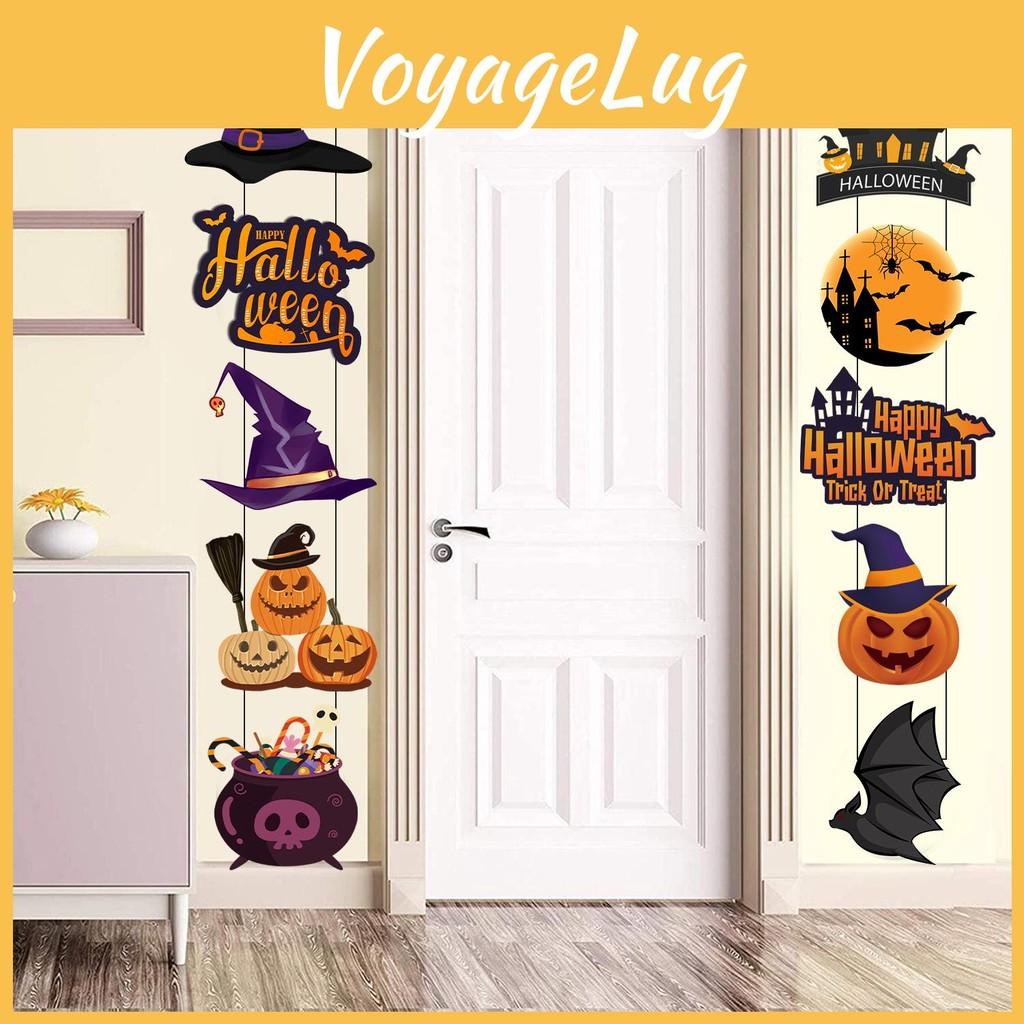 Door Halloween Festive Decoration With Bat Pumpkin Door Hanging For Scene