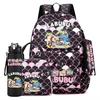 4Pcs/set Cute Printed Backpack Girl School Student Knapsack Fish Scale Style Bag Lunch Bag Pencil Bag 750Ml Outdoor Water Bottle