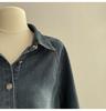 Women's Retro Denim Jacket: Lace-Up Waist, Collar, Long Sleeves, Short Loose Fit, Spring Style.