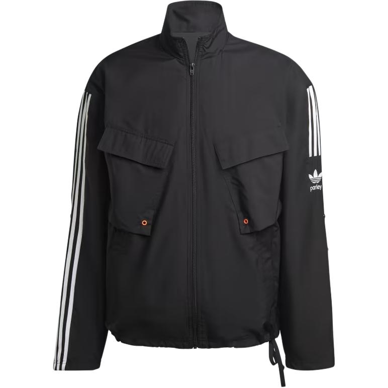 Adidas Originals Trefoil Parley TT Stripe Print Logo Zip-Up Jacket Men Outerwear Black HN7030