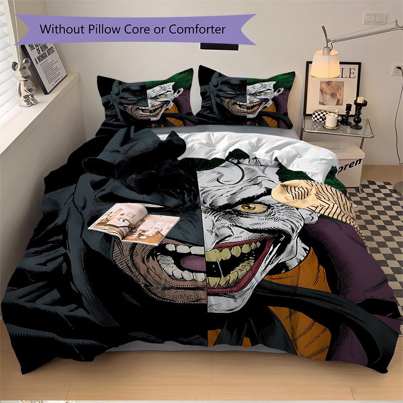3pcs Batman Joker Bedding Set, Soft Polyester Duvet Cover and Pillowcases Machine Washable Seasons all suitable & Guest Room Decor311