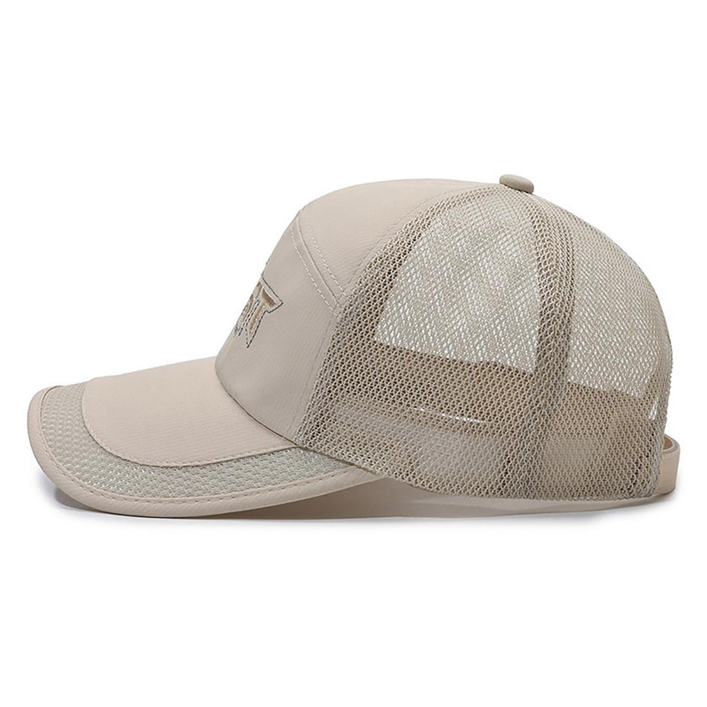 Men Letter Embroidery Baseball Hat Summer Mesh Breathable Solid Color Sunshade Duck Tongue Cap Male Casual Outdoor Peaked Hat