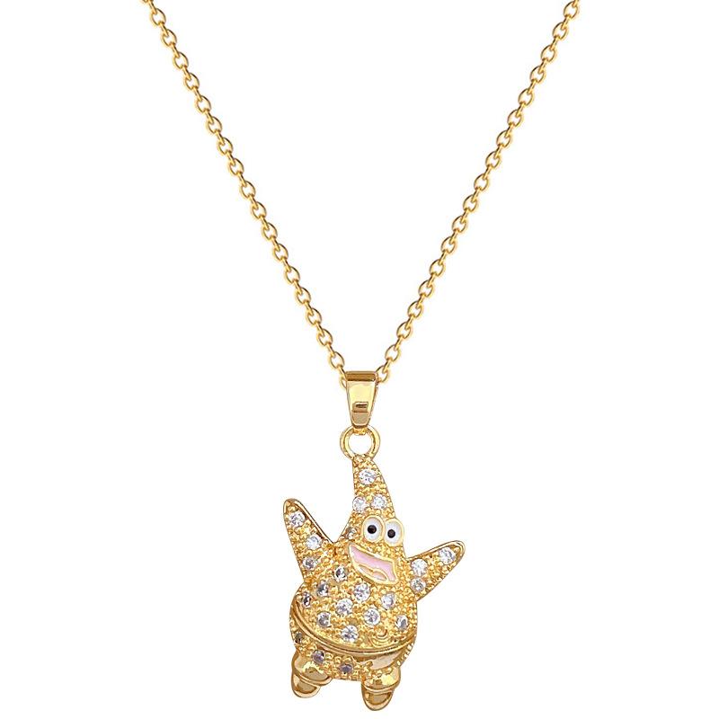 Fat Starfish Eyes Light Luxury Temperament Gorgeous Full Diamond Necklace Female Versatile Collarbone Chain Titanium Steel Chain