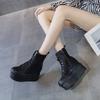 Autumn and winter platform high-top shoes, muffin shoes, super high heels, short boots for women's casual Korean version of trendy Martin boots for