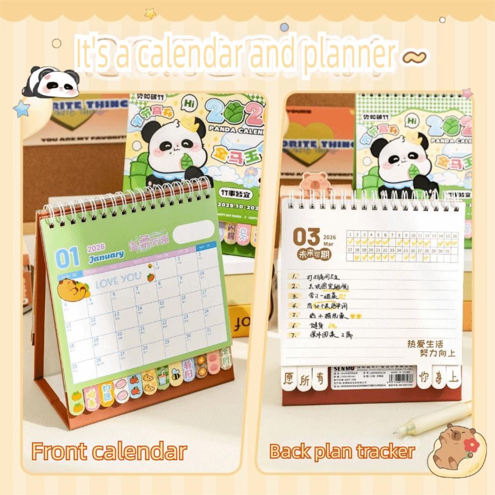 Coil 2026 Desk Calendar Desktop Decoration Schedule Planner Cartoon Mini Calendar  Gifts