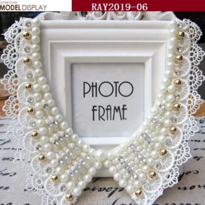 1PCS Lace Collar Flower Decoration DIY Embroidery Pearl Clothes Collar Stereoscopic Hollow Embroidery Fake Collar Wearable Colla