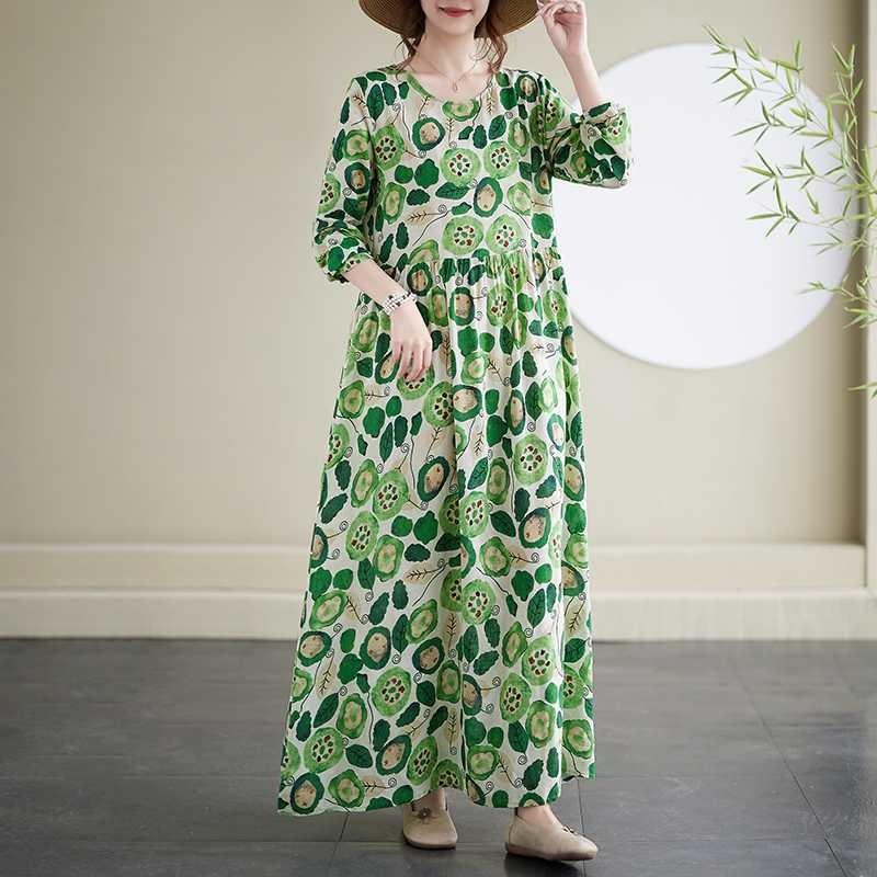 Round Neck Vintage Long Flesh Covering Dresses