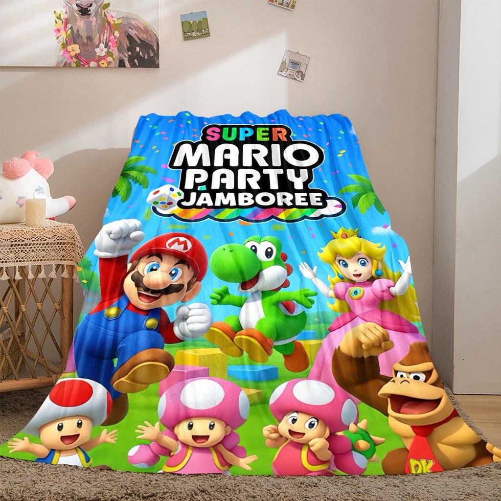 Mario Bros Game Print Blanket Warm Comfortable Flannel Cover For Bedrooms, Sofas, Beds, Chairs LXR94