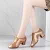 Mid Heel Modern Dance Shoes Leather Mesh Jazz Dance Shoes for Boys and Women Adult Latin Modern Dance Salsa Dance Party Dance Heeled 3.5CM