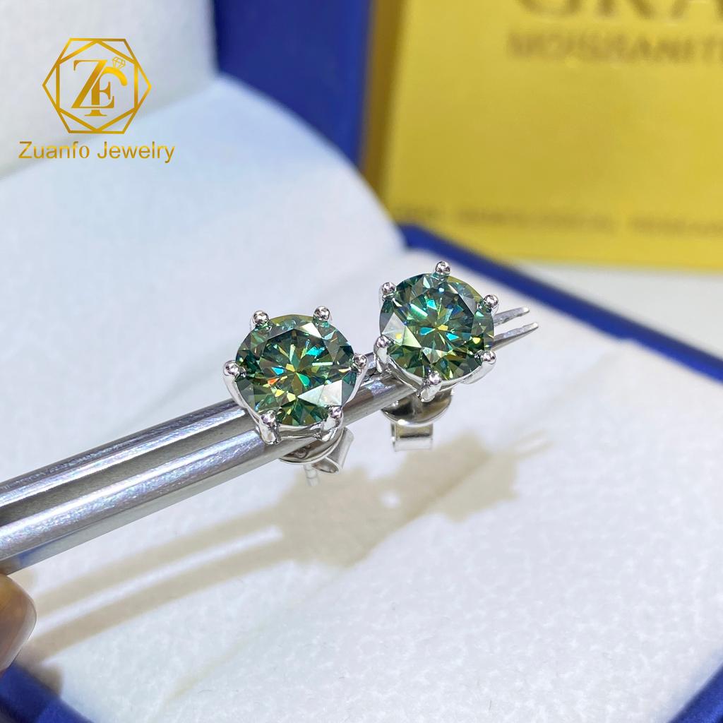 Iced Out Man 1CT 2CT 3CT Round VVS1 Moissanite Hip Hop Stud Earrings Pass Diamond Tester 925 Silver Moissanite Earrings