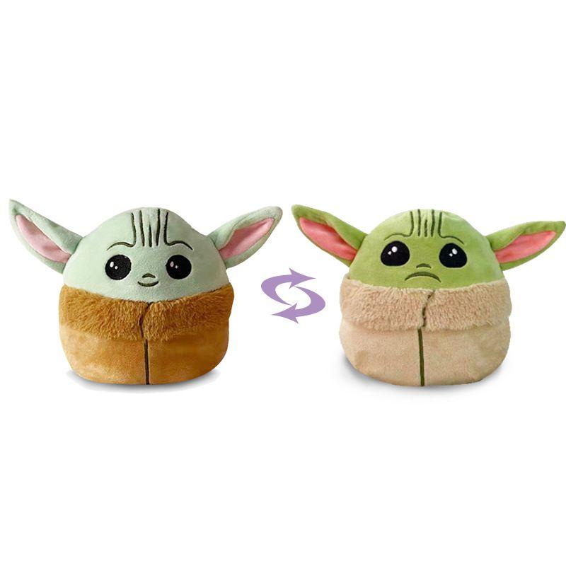 Adorável Brinquedo de Pelúcia Baby Yoda de Dupla Face Para Crianças Com Tecido de Cristal Macio
