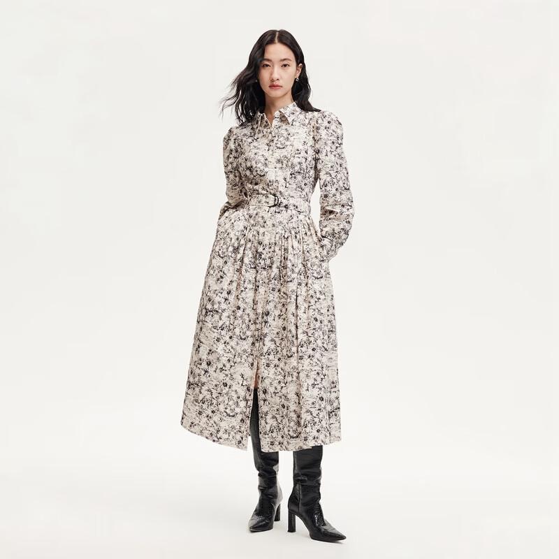 

VEROMODA Women s Retro Printed Puff Sleeve Long Dress L