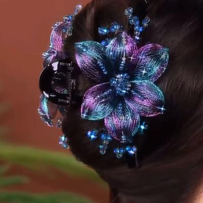 Stilvolle Retro Metall Draht Handgewebt Doppelseitige Blume Hai Haarspange