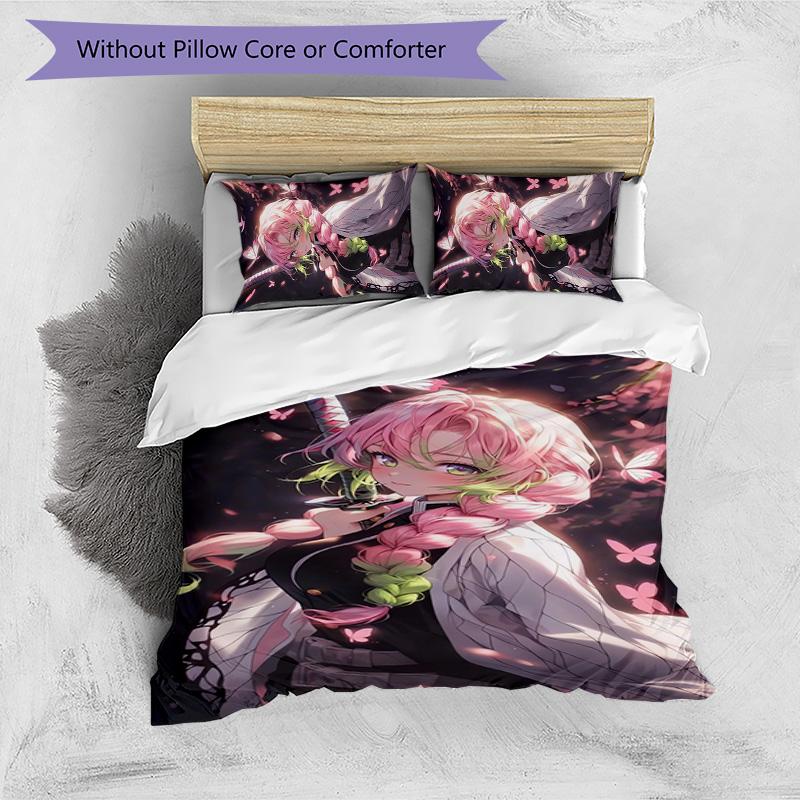 Mitsuri & Iguro 3pcs Bedding Set Duvet Cover Closure Includes 1 Duvet Cover & 2 Pillowcases for All Seasons Bedroom Home Dorm Decor