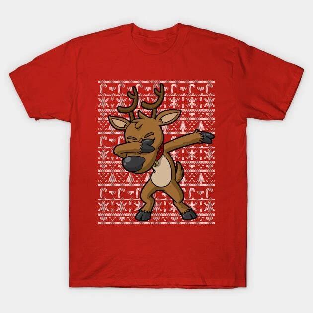 Dabbing Reindeer Ugly Christmas Sweater Made in Australia T-Shirt S