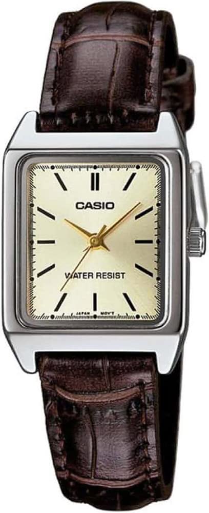 

Casio LTP-V007L-9E Standard Quartz Women s Watch, Champagne Gold, Brown, Overseas Model, Champagne Gold Brown Leather LTP-V007L-9E