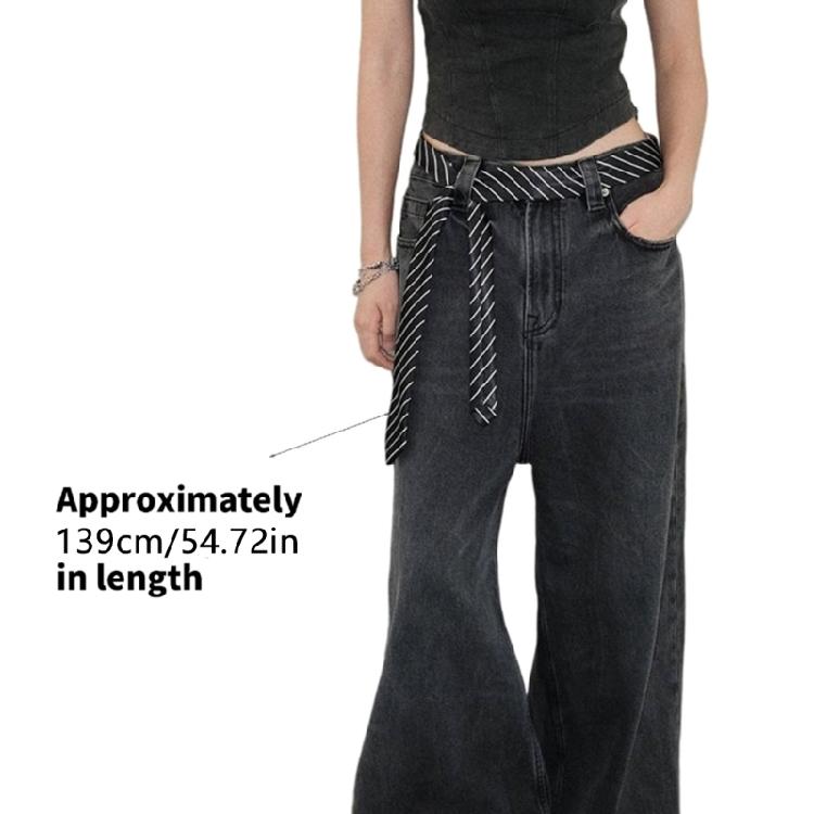 2000er Jahre Gestreifte Krawatte Nylonstoff Kontrastmuster Halstuch Multifunktionaler Taillengürtel für Damen Tägliche und Freizeitkleidung