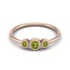 Kleine Drie Stenen 3mm Ronde Peridot 925 Sterling Zilver Rose Verguld Stapelbare Dames Trouwring