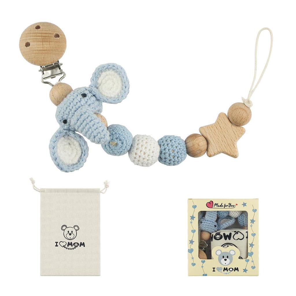 Crochet Baby Pacifier Chain with Cartoon Animal Teether - Anti-drop Design
