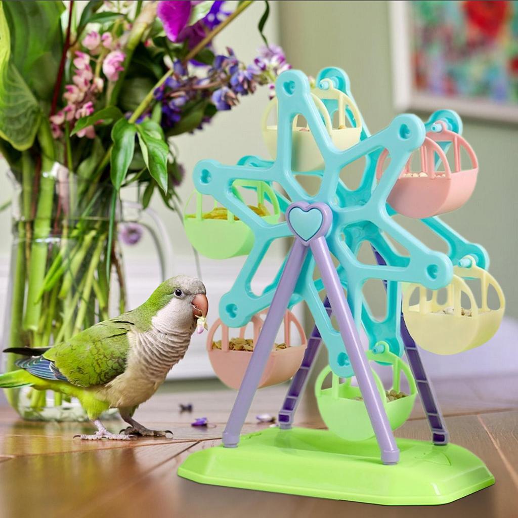 Bird Toys Foraging Wheel Parrot Toy Snacks Feeder Intelligence Growth Bird Supplies Parrot Ferris Wheel Bird Windmill Foraging