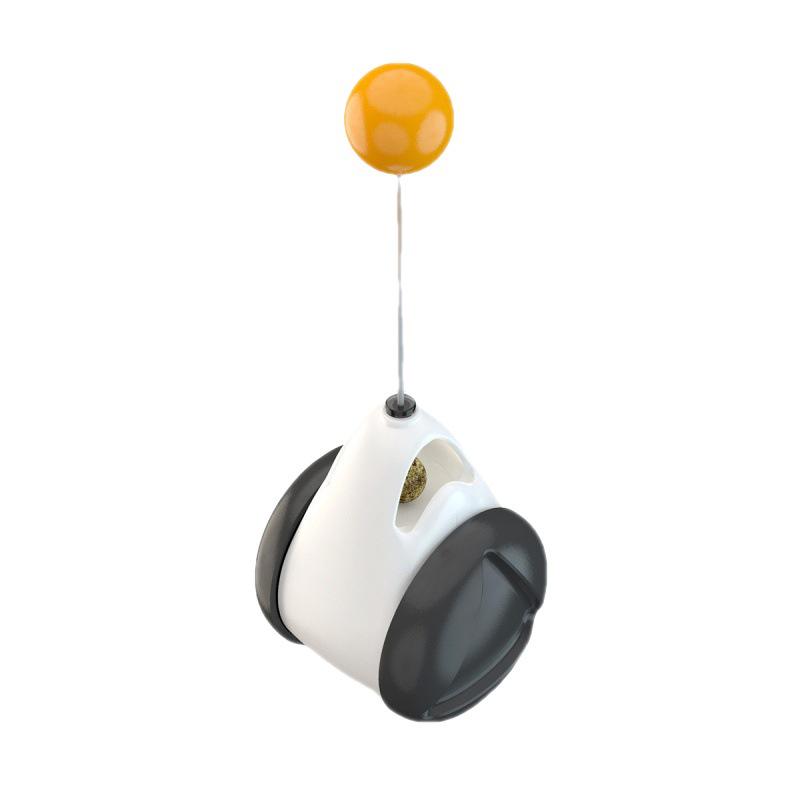 Interactive No-Electric Tumbler Cat Toy with Feather Teaser Stick