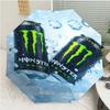 Monster Energy LOGO Print Automatic Umbrella, 8 Rib Iron Frame, Plastic Handle, Suitable for Outdoor Travel &Daily , Ideal Gift