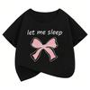 Let Me Sleep Bow Design T Shirts Short Sleeve Sweet Kids Childrens Tshirt Boys Girls Summer Spring Casual Top Tee Shirt