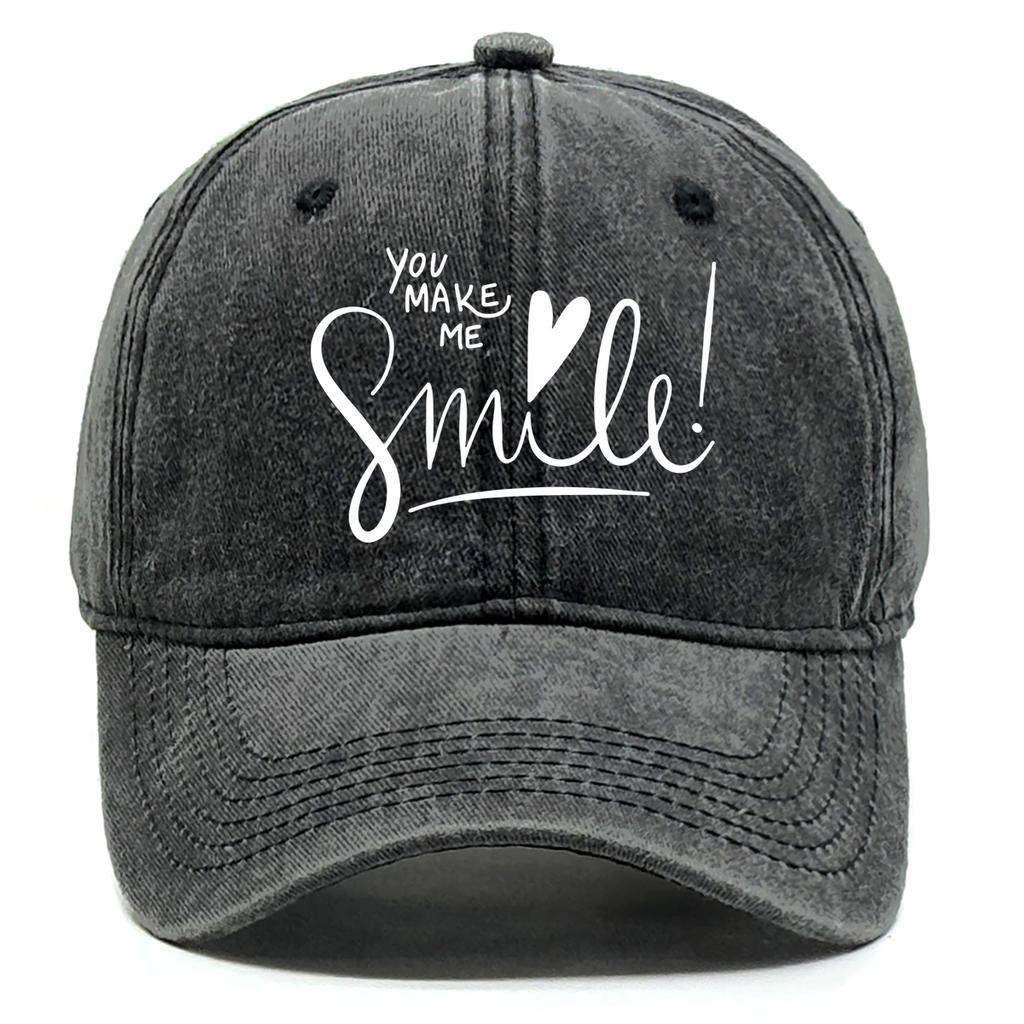 You Make Me Smile Print Snapback Baseball Cap Cotton Hat Leisure Lightweight Adjustable Baseball Caps  Ideal Choice For Tennis