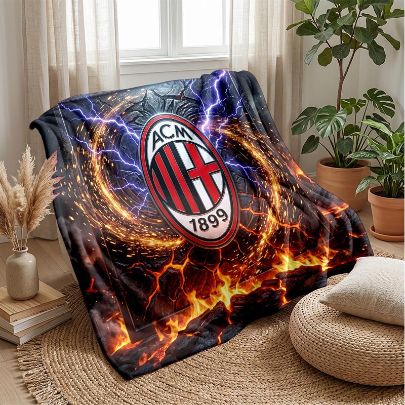 AC Milan Theme Blanket Soft Flannel Blanket Plush Throw Blanket Cozy Sofa Bed Blanket for Home Decor