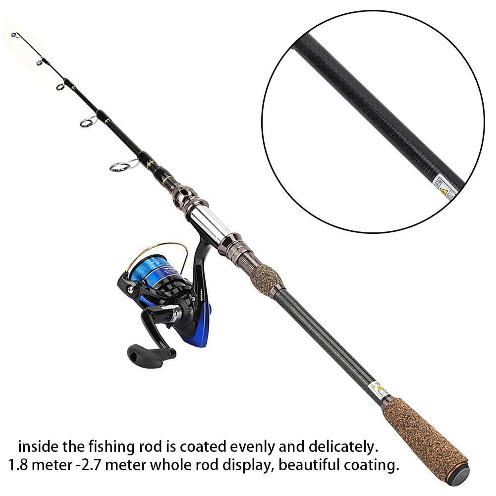 Sea Fishing Rod Short Section Carbon Fiber Stretchable Fishing Pole Lure Accessories 1.8m