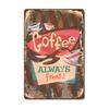 Vintage Fresh Coffee Plaque Metal Tin Sign Retro Drink Coffee Poster Wall Stickers for Cafe Shop Restaurant Home Room Decor