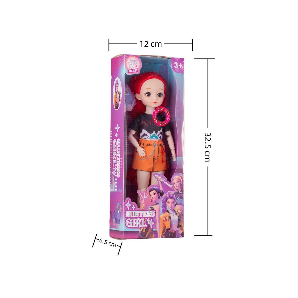 K-POP Devil Hunter Girl 12-inch Articulated Vinyl Figure with Sound and LED Lighting, Children's Poseable Action Toy