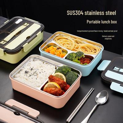 304 Stainless Steel Lunch Box, Large Capacity, Microwaveable, Portable Student Bento