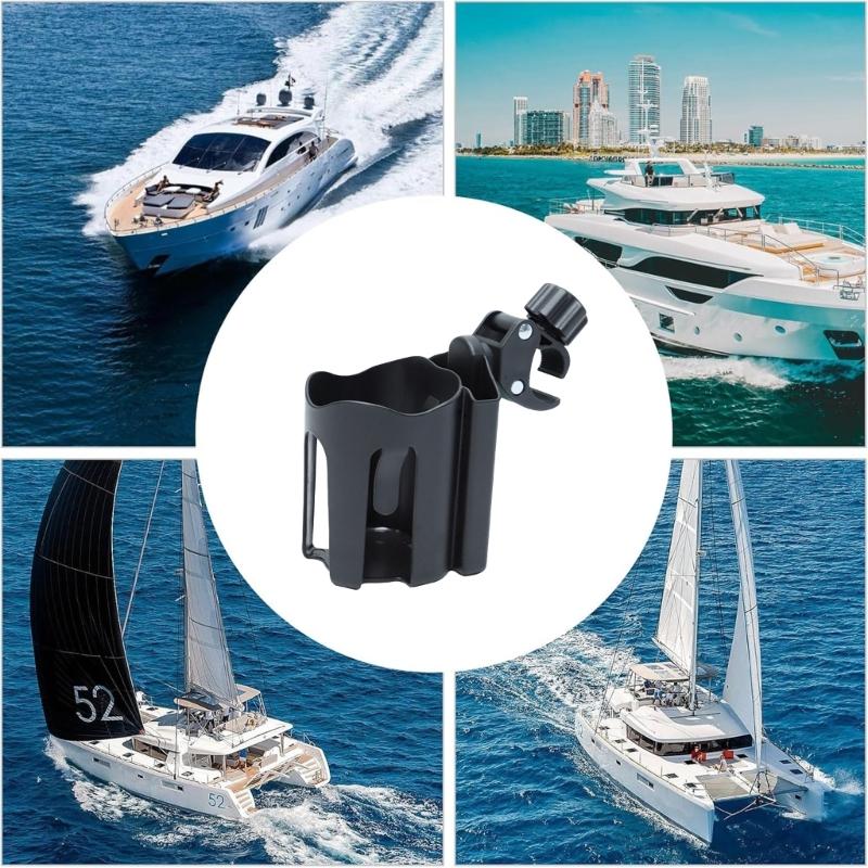 Marine Cup Rack with Phone Slot, Tube Grip Mount for Drink and Phone Use, Daily No-Drill Mounting for Round Tubing