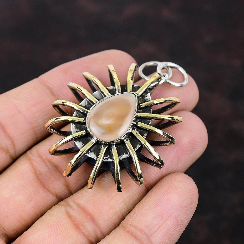 Wisiorek z jaspisu cesarskiego, ręcznie robiony, klatka, biżuteria, 925, srebro, wisiorek, biżuteria z kamieni szlachetnych, 18-karatowe złoto, wisiorek na prezent, designerski wisiorek