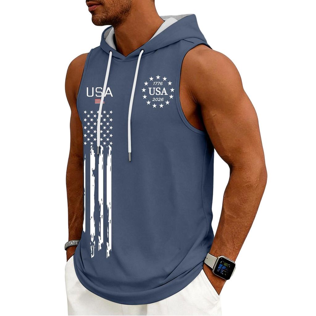 Débardeur Homme Sweat à Capuche Sans Manches Salle de Sport Chemise Lavée Sports Débardeur Fitness Musculation Avec Capuche