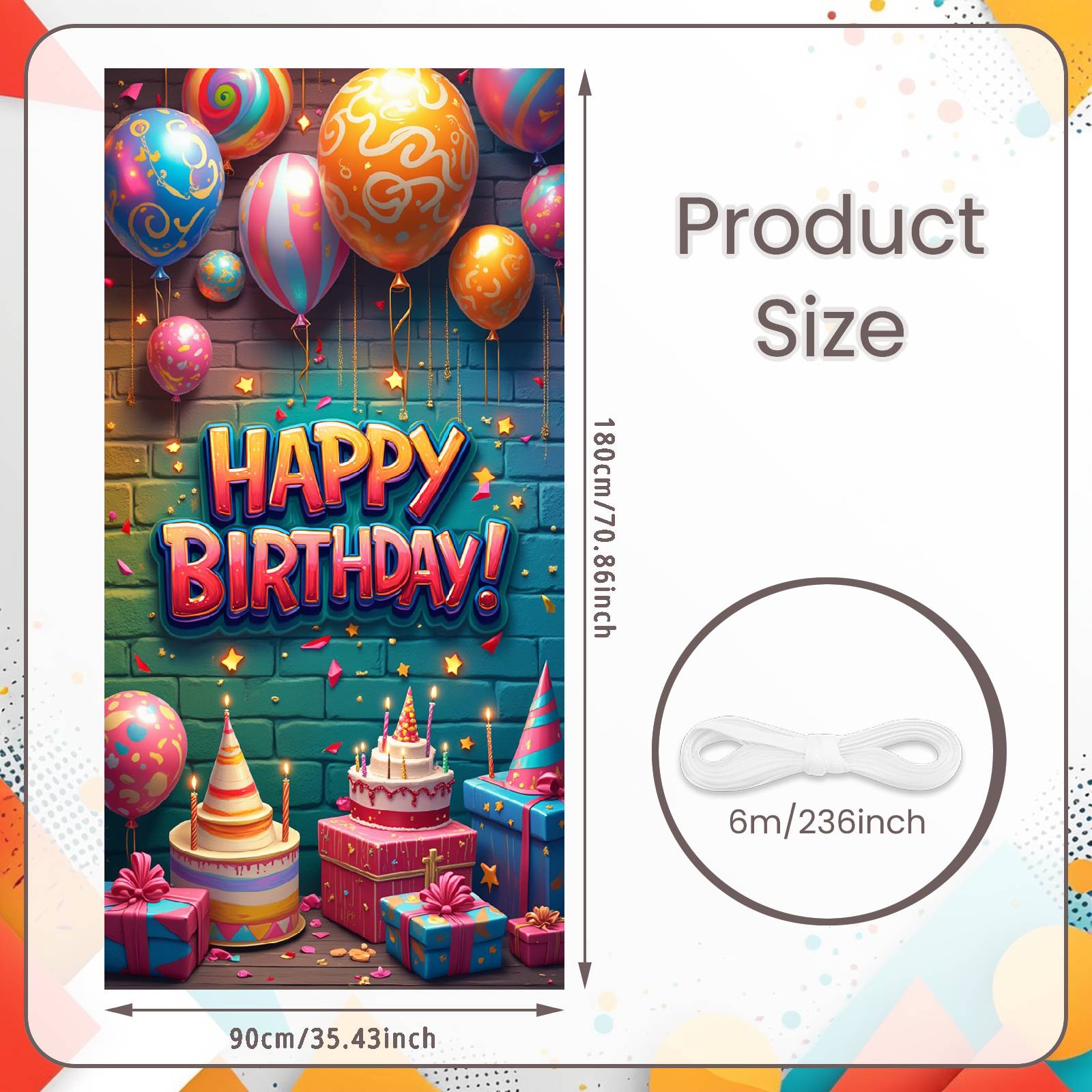 

Birthday Background 3D Lettering Birthday Celebration Banner Festive Backdrop Colorful Balloons Backdrop For Festive Kids