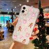 Cute Christmas Snow Aesthetic Gingerbread Man Clear Phone Case for Iphone 17 16 11 15 14 13 12 Pro Max XR XS 7 8 Plus SE2 Cover