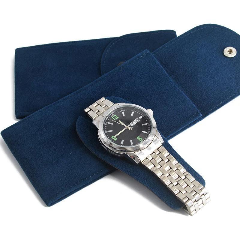 Velvet Watch Protective Pouch Soft Scratch Proof Lining Snap Closure for Travel Outdoor Daily Use