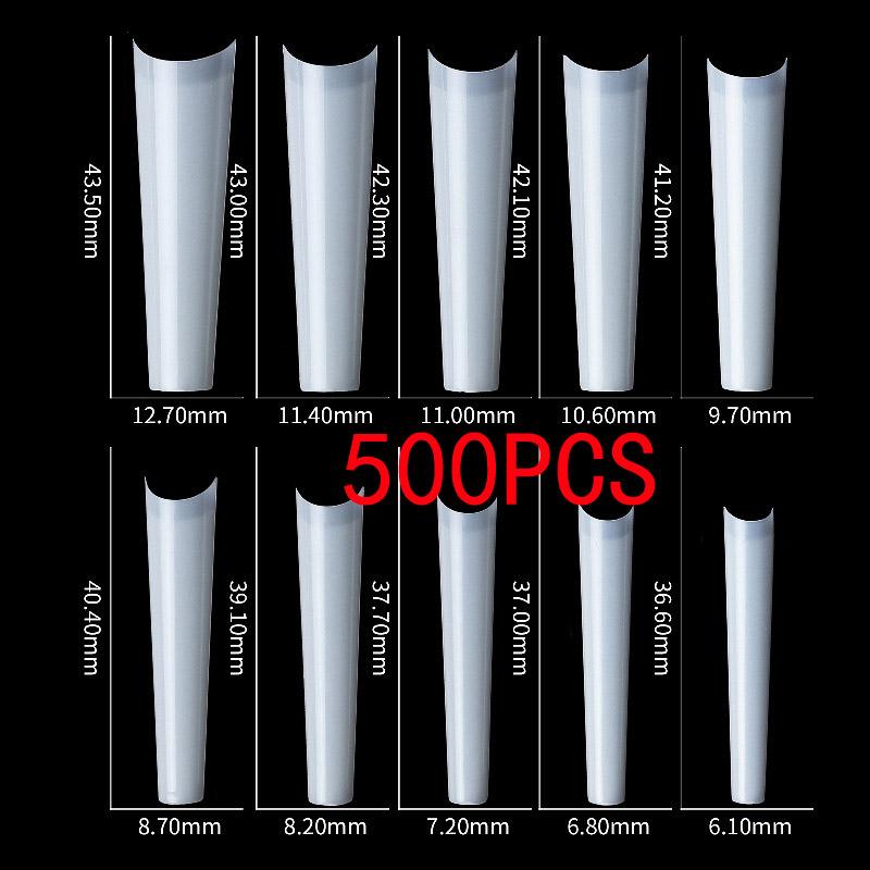 

500 шт. прозрачные накладные ногти-стилеты акриловые балерины длинные накладные ногти полупокрытие гроб профессиональный накладной художественный ноготь 500PCS