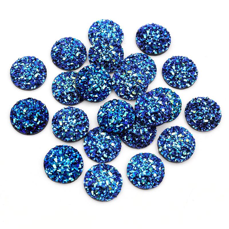 New Fashion 40pcs 12mm Mix Blue Colors Flower Style Flat back Resin Cabochons Cameo
