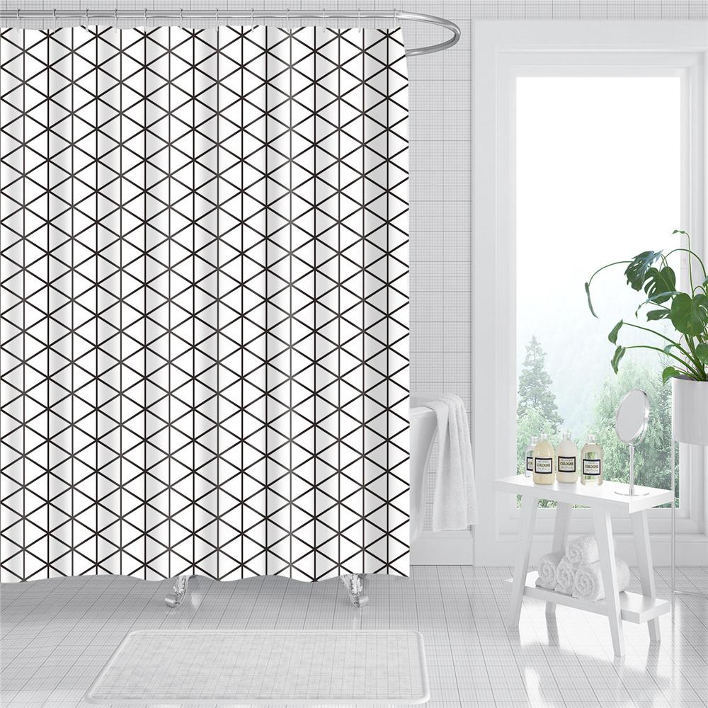 Plant Stripes Shower Curtain Bathroom Waterproof Polyester Shower Curtains for Bathroom Flower Print Bath Curtain with Hooks