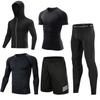 Mens 5-Piece Quick Dry Breathable Cycling Jersey Set Training Running Sportswear