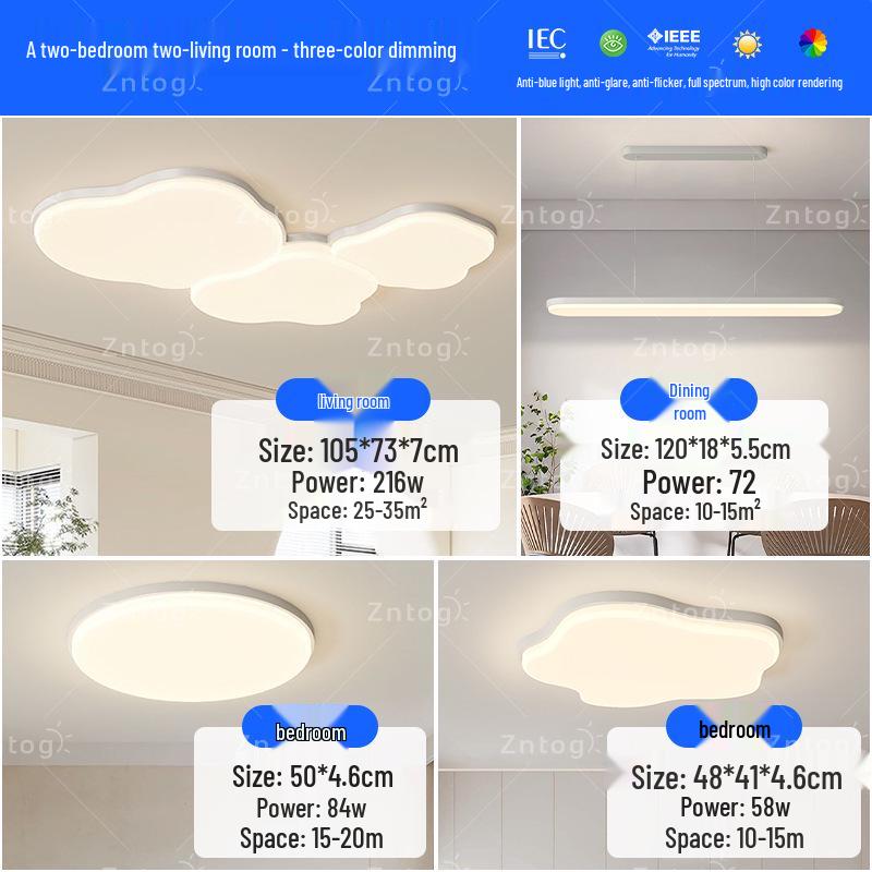 Cream Style Modern Minimalist Full Spectrum Ceiling Light for Eye-Protection In Children's Room and Master Bedroom