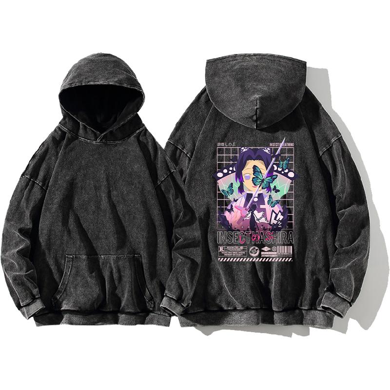 

Аниме Клинок, рассекающий демонов Кочо Шинобу Милый принт Толстовки с капюшоном для мужчин и женщин из стираного хлопка больших размеров Толстовка Уличная одежда Харадзюку M