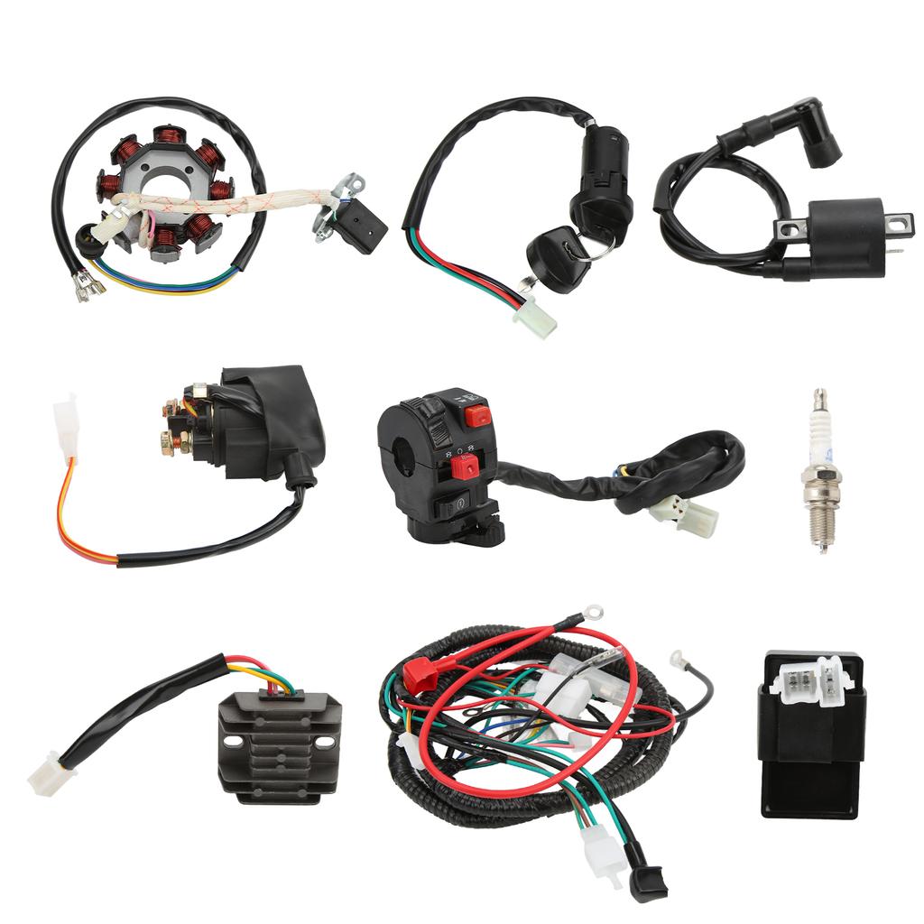 Electric Wiring Harness Kit Solenoid Valve Spark Plug CDI Rectifier Wire Loom Set for 125cc 150cc 200cc 250cc ATV Bike