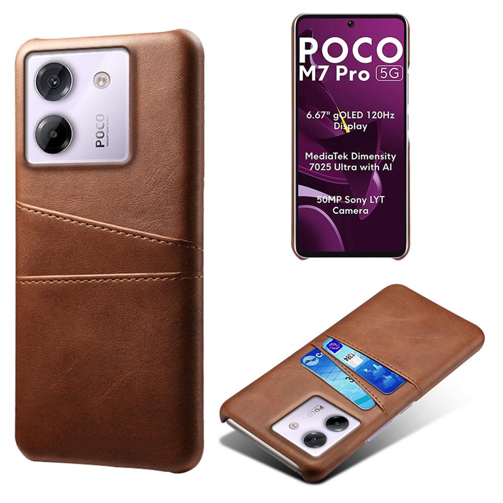 For Xiaomi Poco M7 Pro 5G Case Dual Card Slots PU Leather+Hard PC Phone Cover