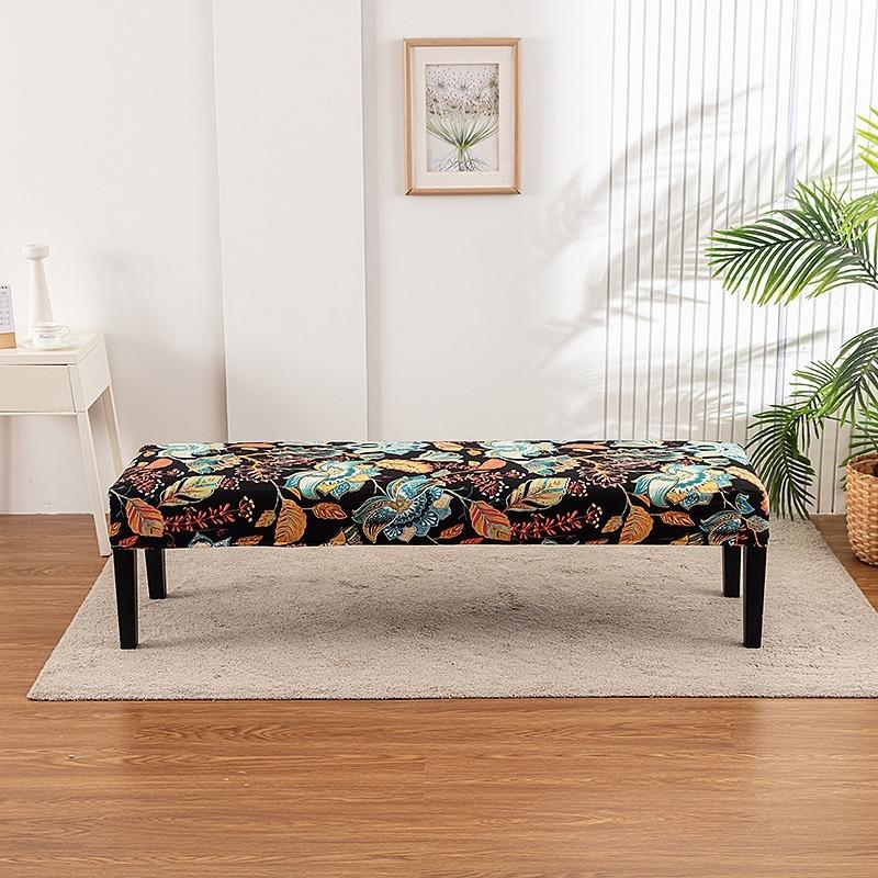 1Pc Long Bench Cover Stretch Polyester Removable Washable Anti-Dirty Piano Stool Chair Covers Living Room Bedroom Seat Protector