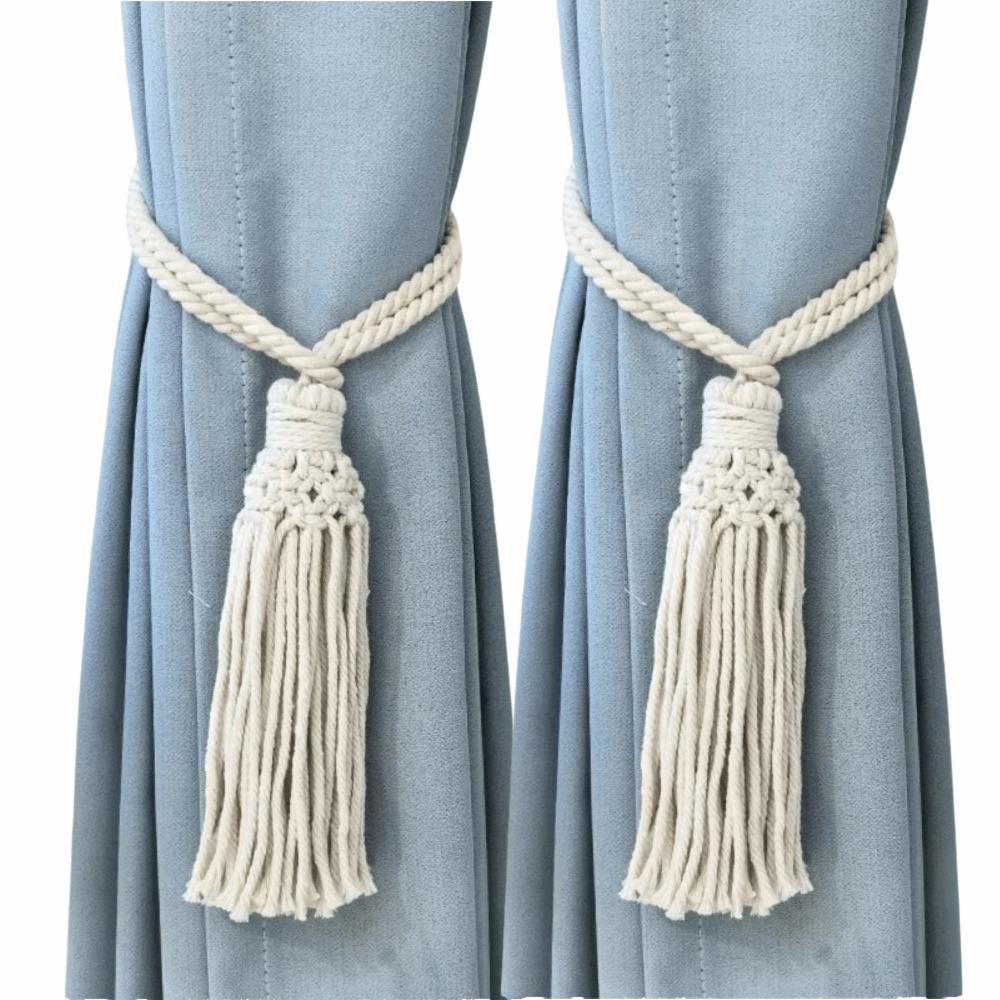 2Pcs Minimalist Macrame Curtain Tiebacks Boho Style Boho Curtain Tiebacks Farmhouse Decor